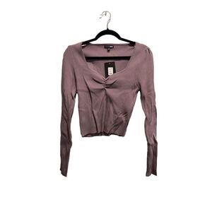 Women's Sweetheart Neck Ribbed Knit Pullover Sweater Purple Size XL